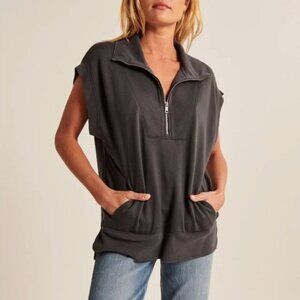 A&F Soft Collection Charcoal Oversized Tunic Half-Zip Sweatshirt